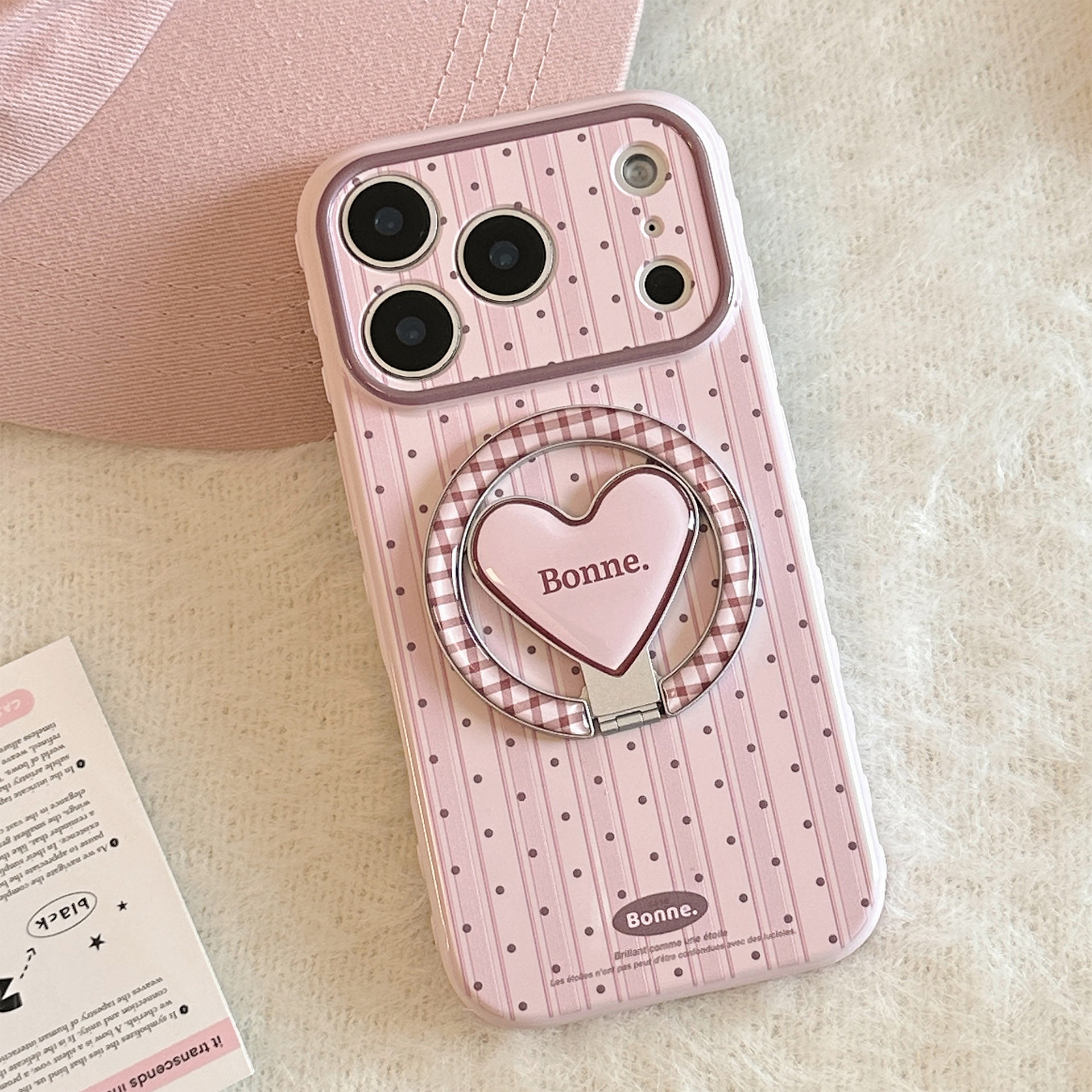 Phone Cases Girly - Korean Striped Dots Fold Lattice Love