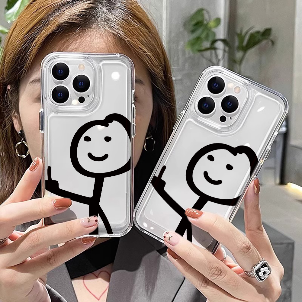 Phone Cases Transparent - Modern Style Line Drawing Stickman Clear