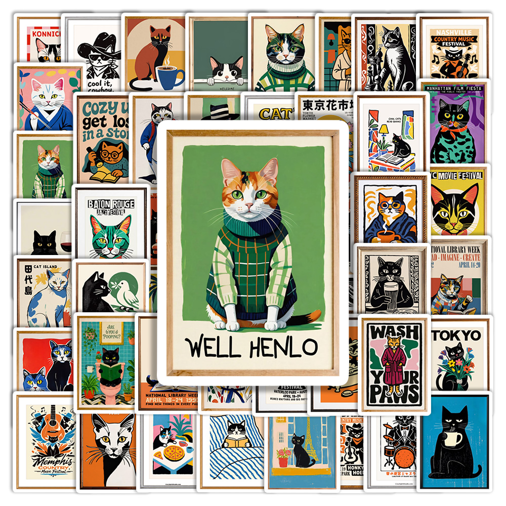 Phone Cases Junk - Cute Cat Poster Stickers Waterproof Vinyl