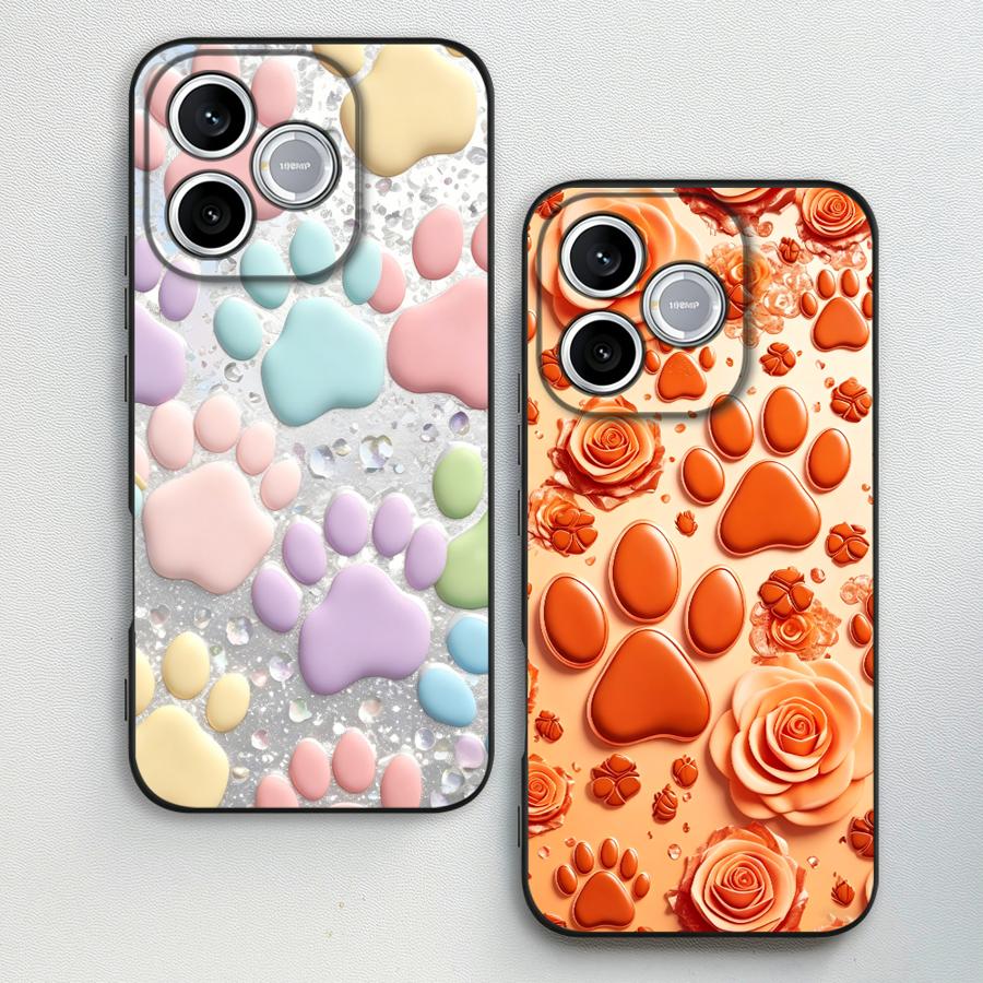 Phone Cases Orange - Orange Rose Paw Print Funda Phone