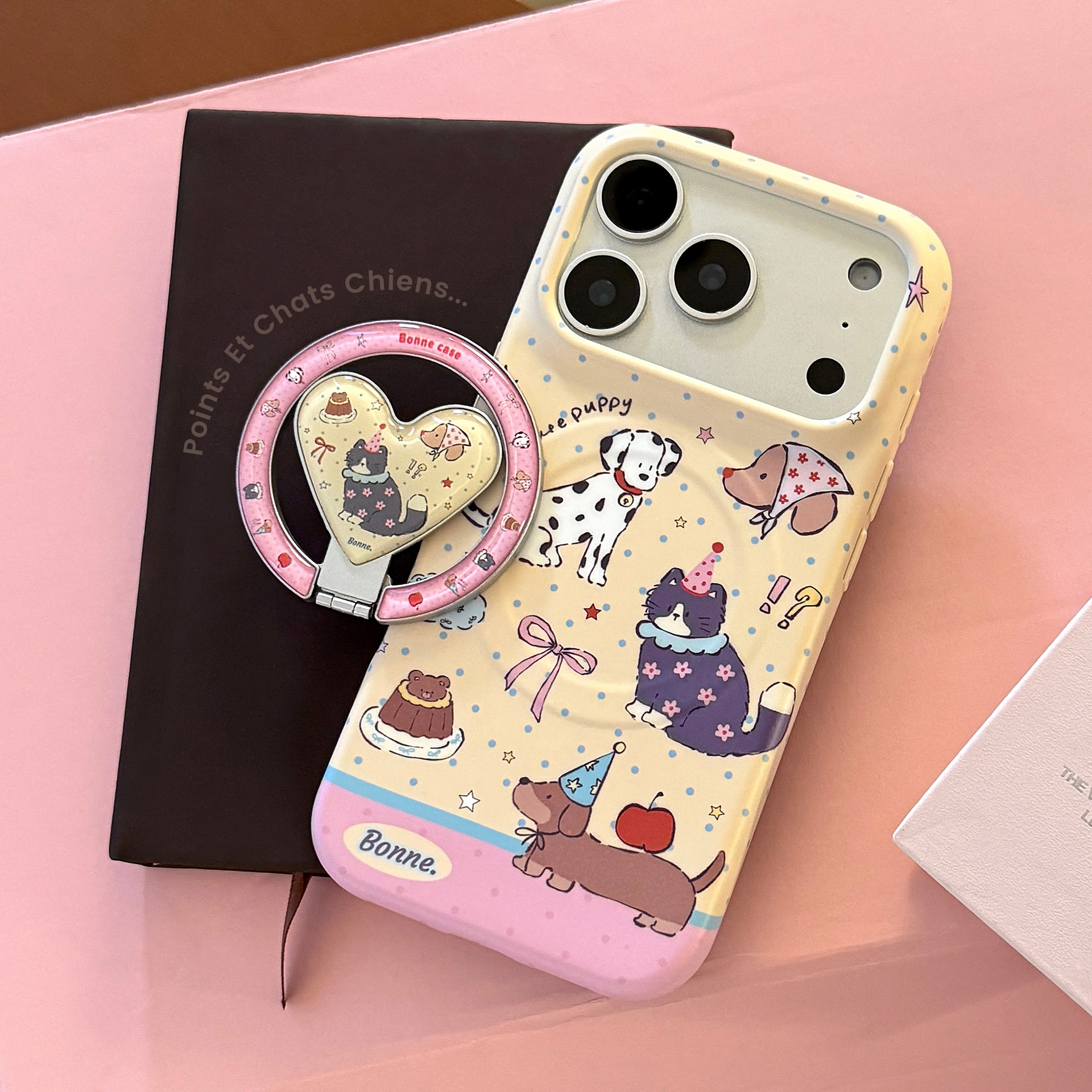 Phone Cases Girly - Korean Cartoon Puppy Cat Party Fold