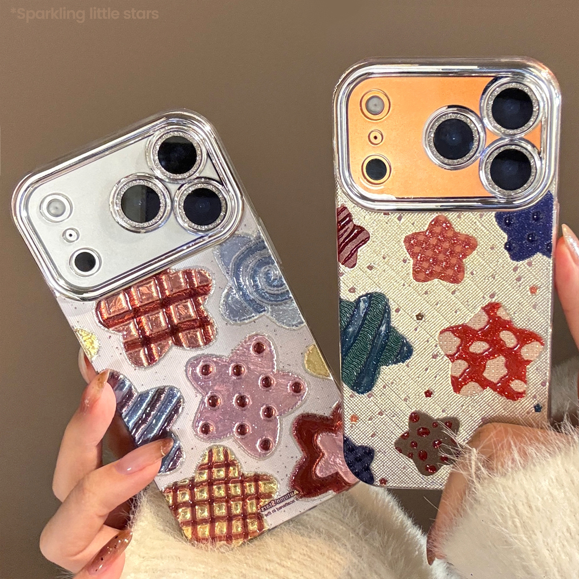 Glitter Shockproof Case - Korean Colorful Stars Glitter Plating Phone