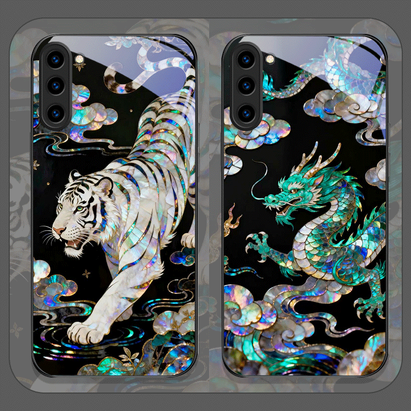 Phone Cases Silicone - Stylish Tiger Dragon Marble Texture Printed