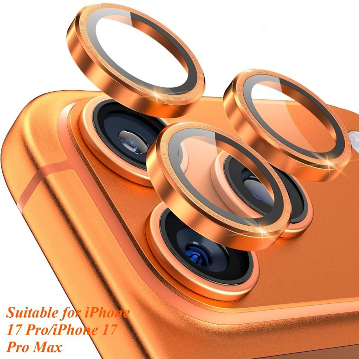 Phone Cases Orange - Orange Metal Glass Camera Lens Protector