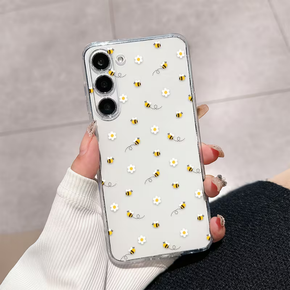 Phone Cases Silicone - Bee White Flower Phone Case For