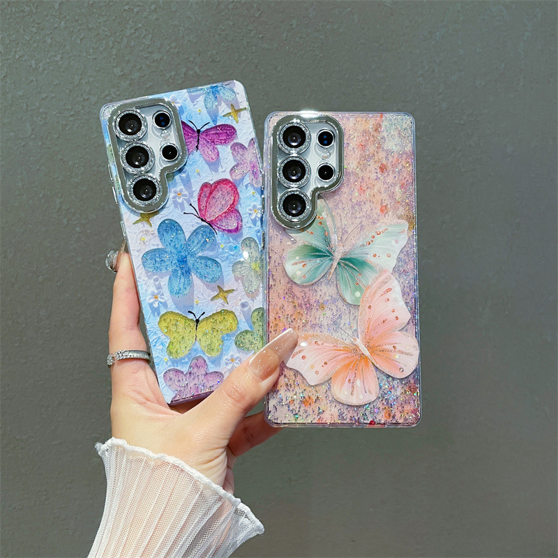 Luxury Oil Painting Flowers Bu - Glitter Shockproof Case ulasan dan harga