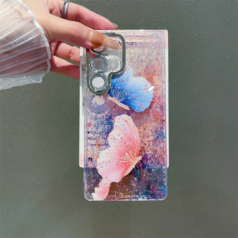 Luxury Oil Painting Flowers Bu - Glitter Shockproof Case ulasan dan harga