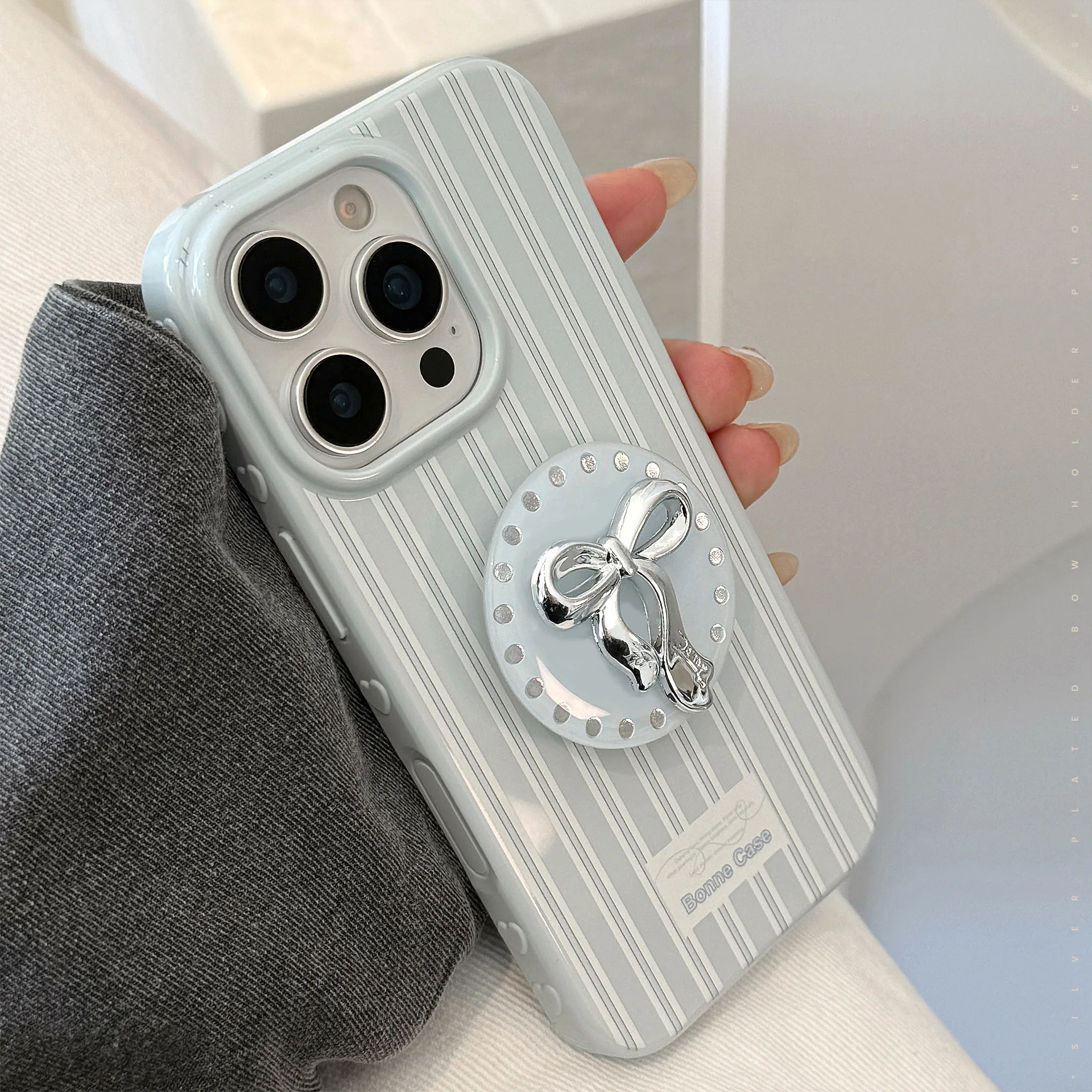 Korean Cute Blue Striped 3D Sl - Phone Cases Girly ulasan dan harga