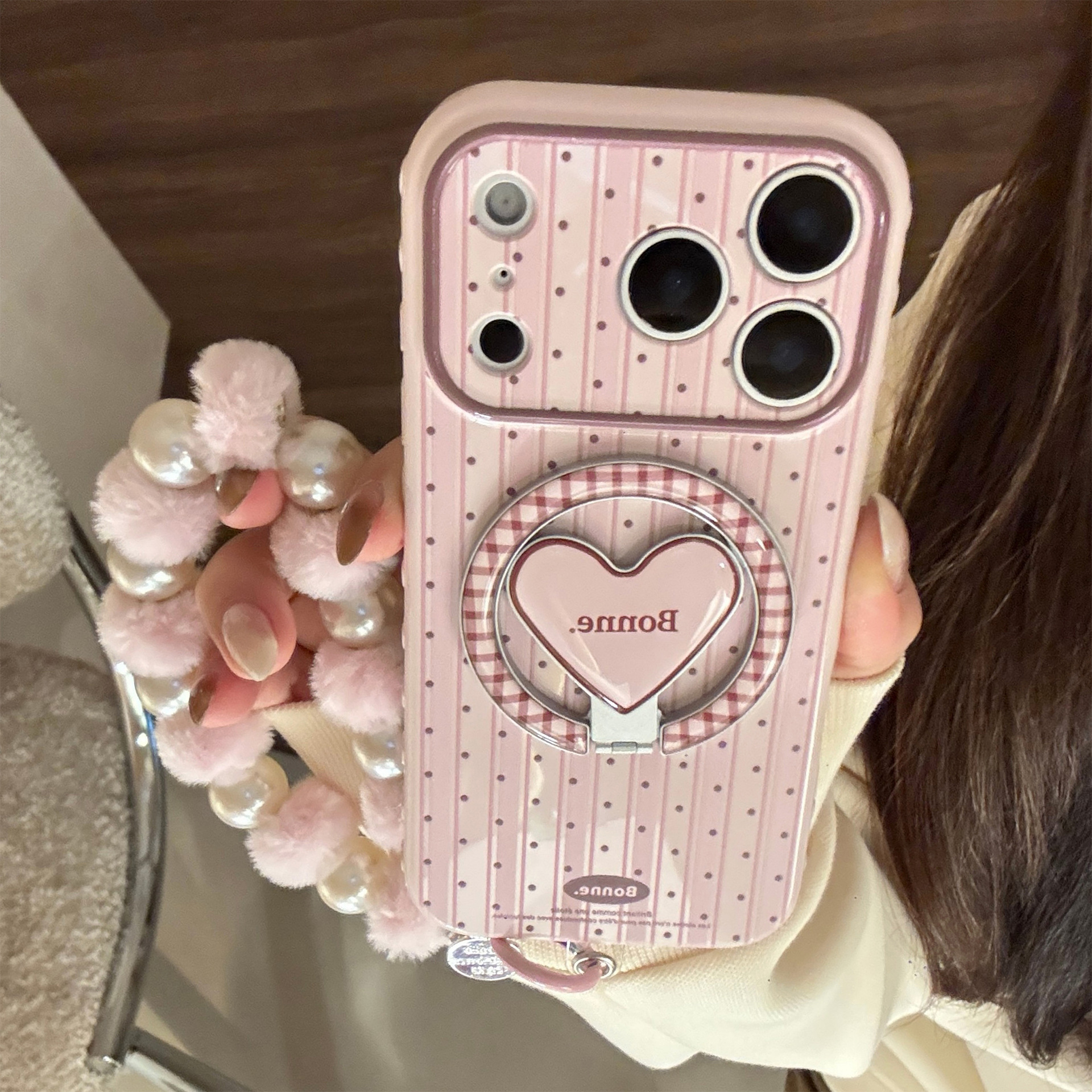 Korean Striped Dots Fold Latti - Phone Cases Girly ulasan dan harga