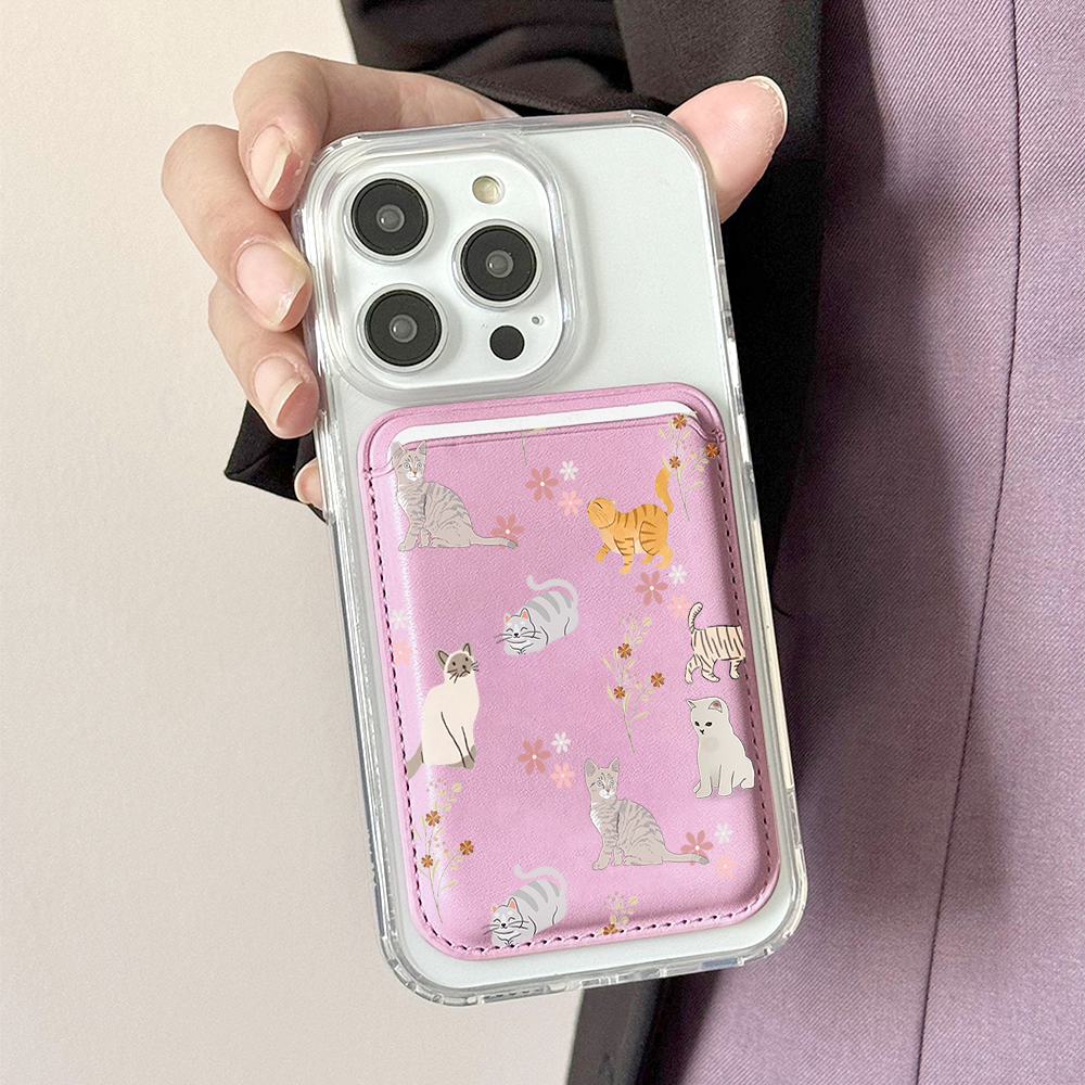 Cute Kitty Illustration Leathe - Card Holder Slim Case ulasan dan harga