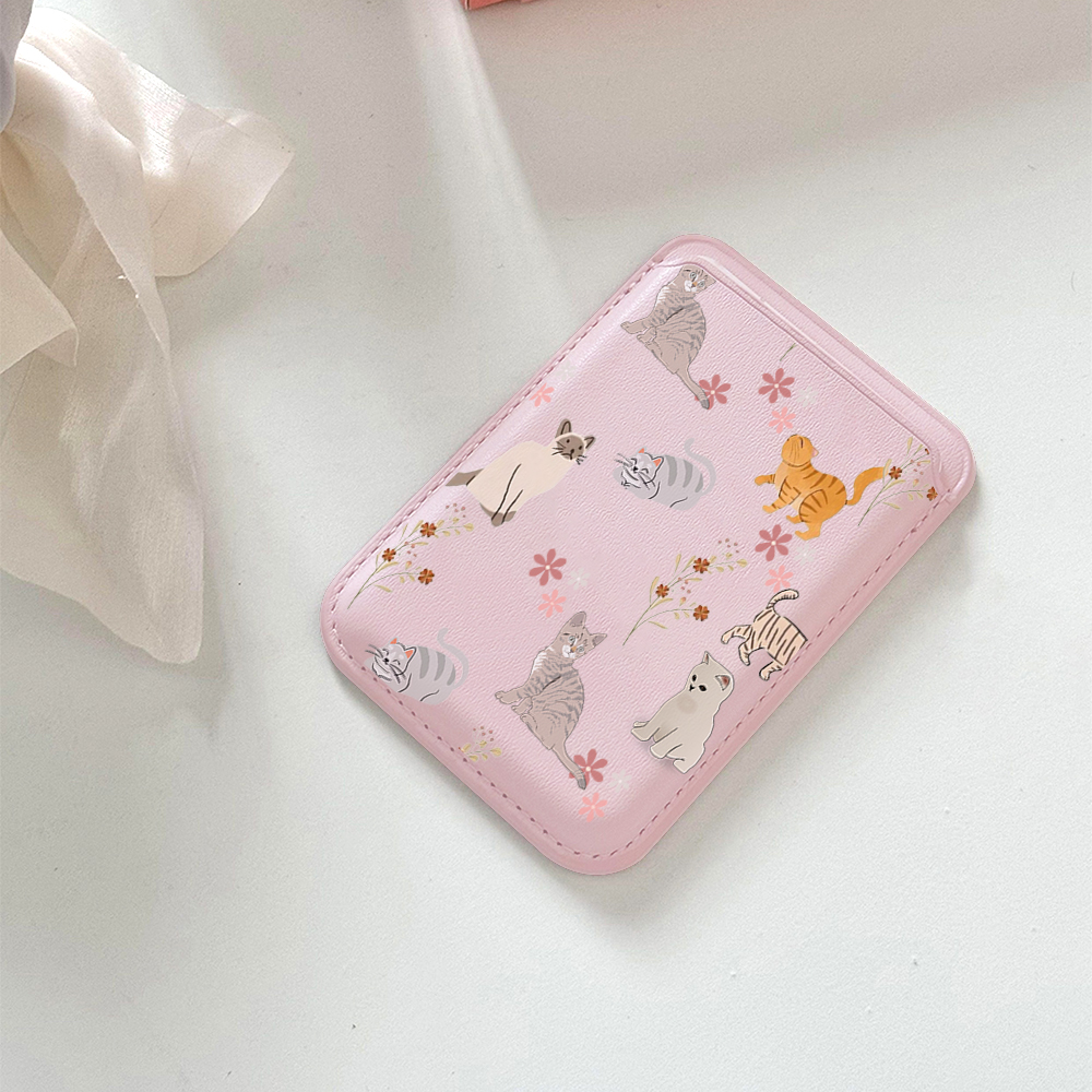 Cute Kitty Illustration Leathe - Card Holder Slim Case ulasan dan harga