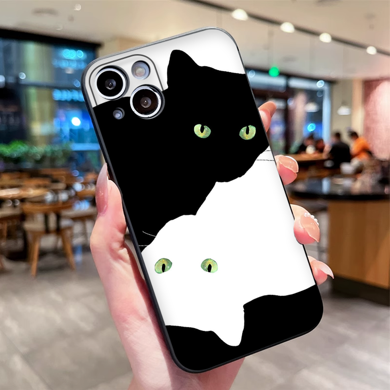 Cartoon Black White Cat Lovers - Phone Cases Black ulasan dan harga