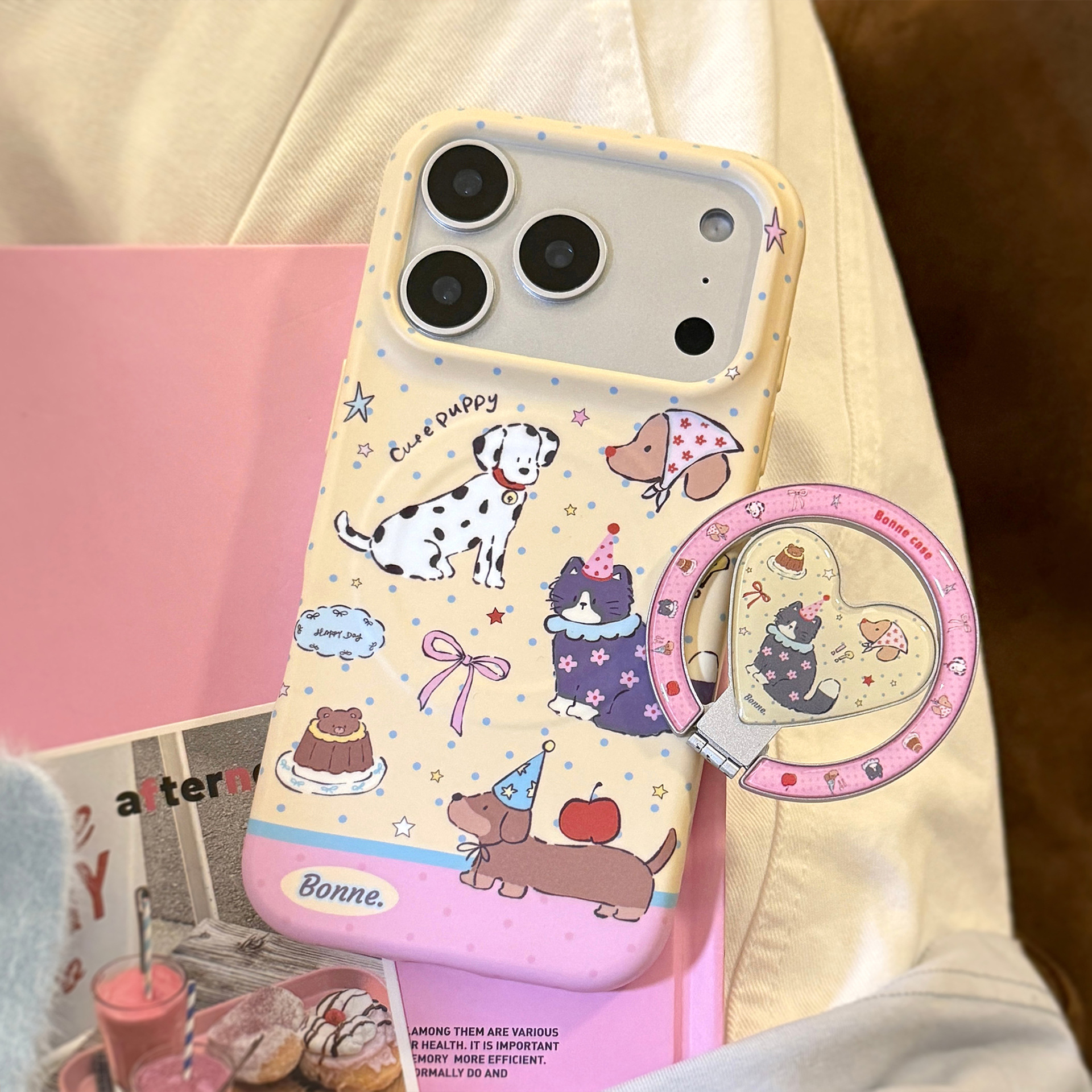 Korean Cartoon Puppy Cat Party - Phone Cases Girly ulasan dan harga