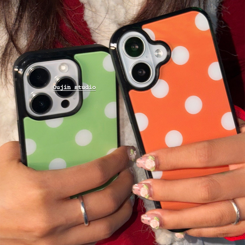 Korean Green & Orange Polka Do - Phone Cases Orange ulasan dan harga