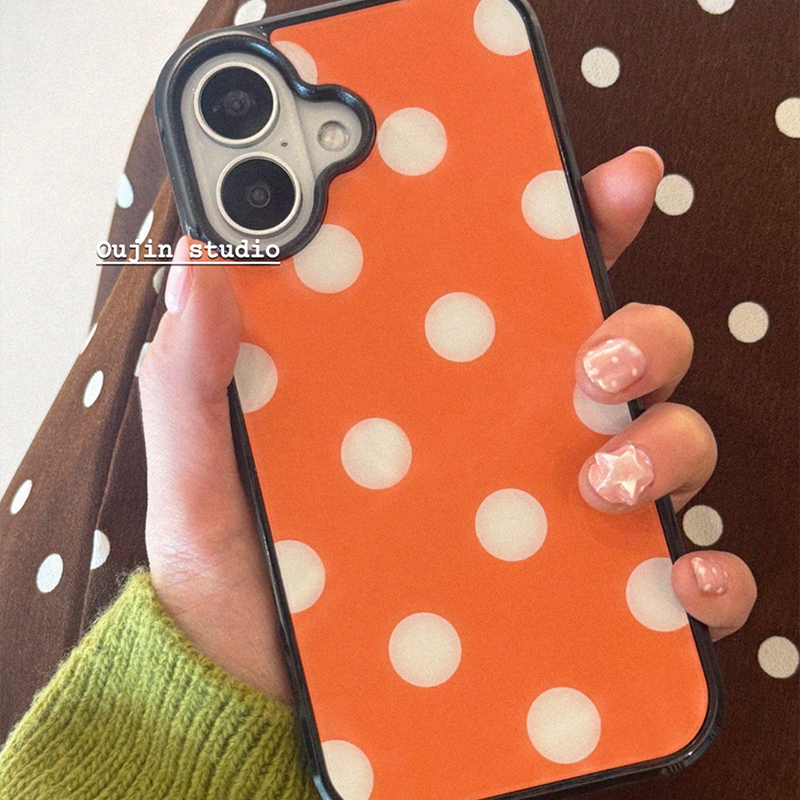 Korean Green & Orange Polka Do - Phone Cases Orange ulasan dan harga