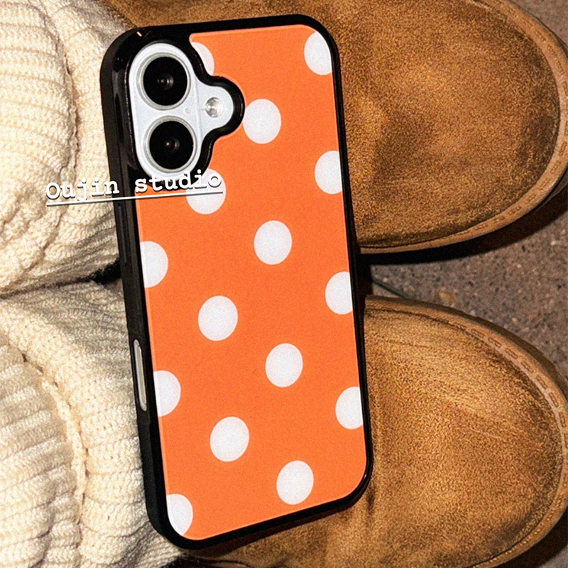Korean Green & Orange Polka Do - Phone Cases Orange ulasan dan harga