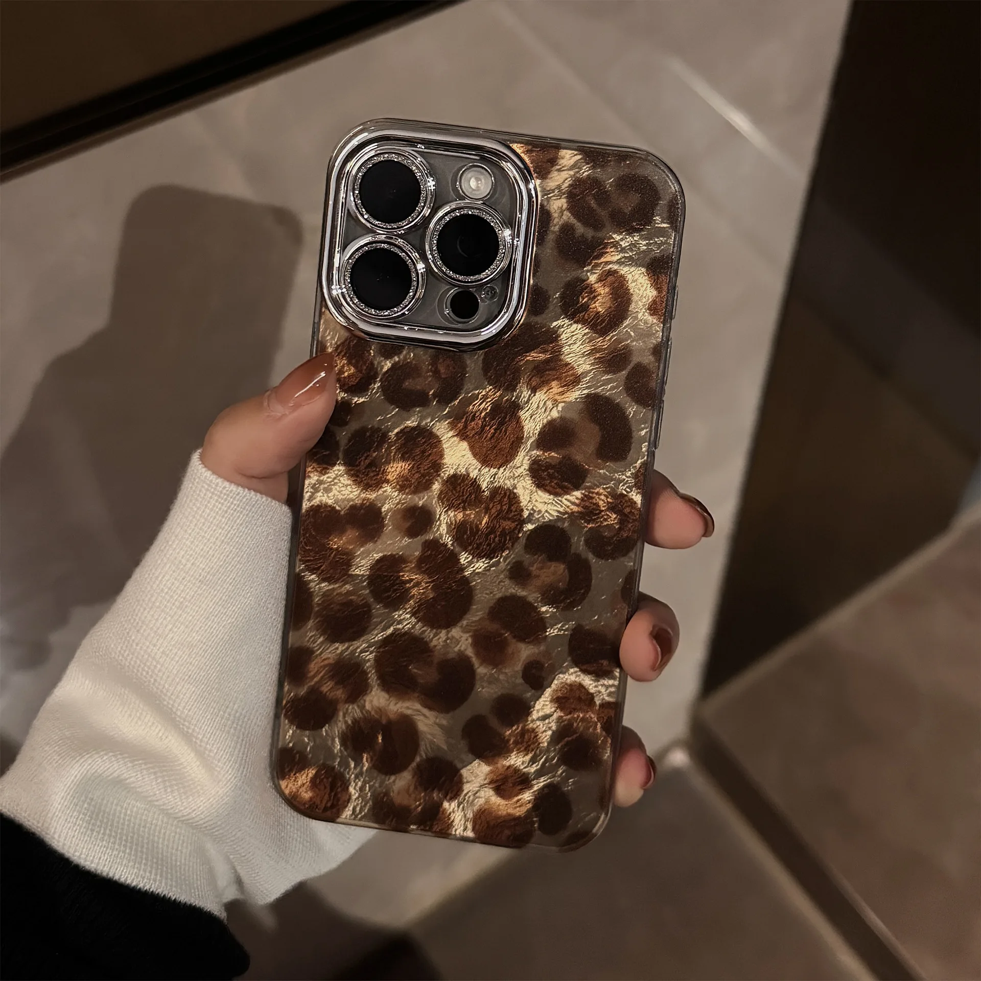 Luxury Leopard Print With Lany - Glitter Shockproof Case ulasan dan harga