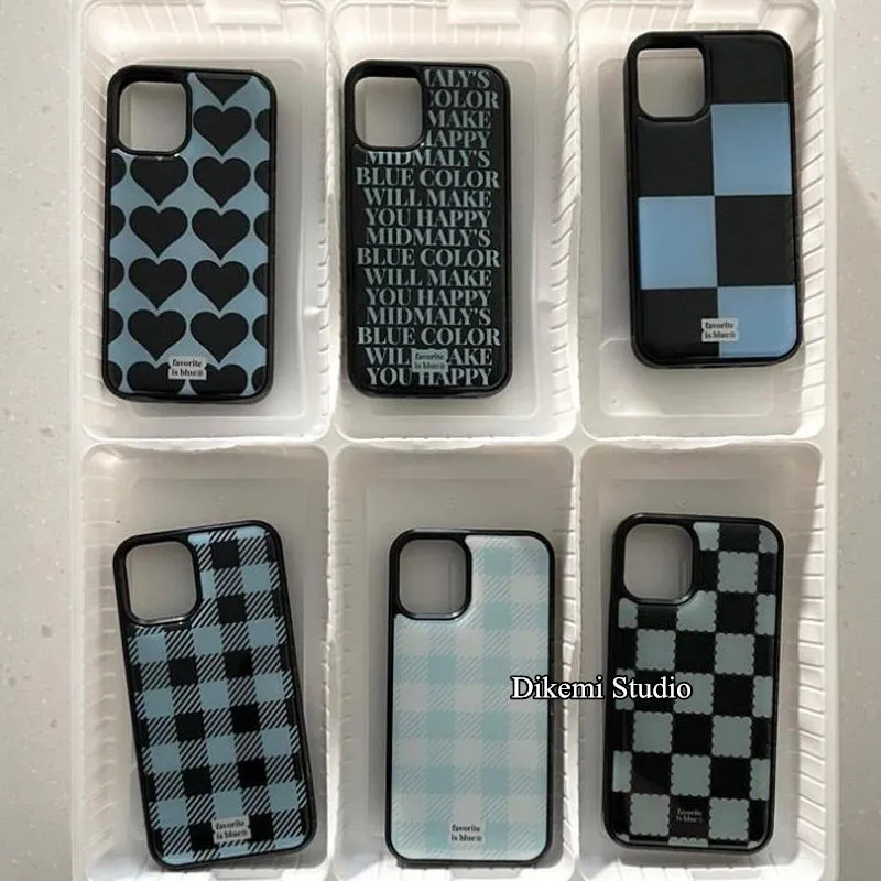 Korean ins Black and Blue Grid - Phone Cases Drop Proof ulasan dan harga