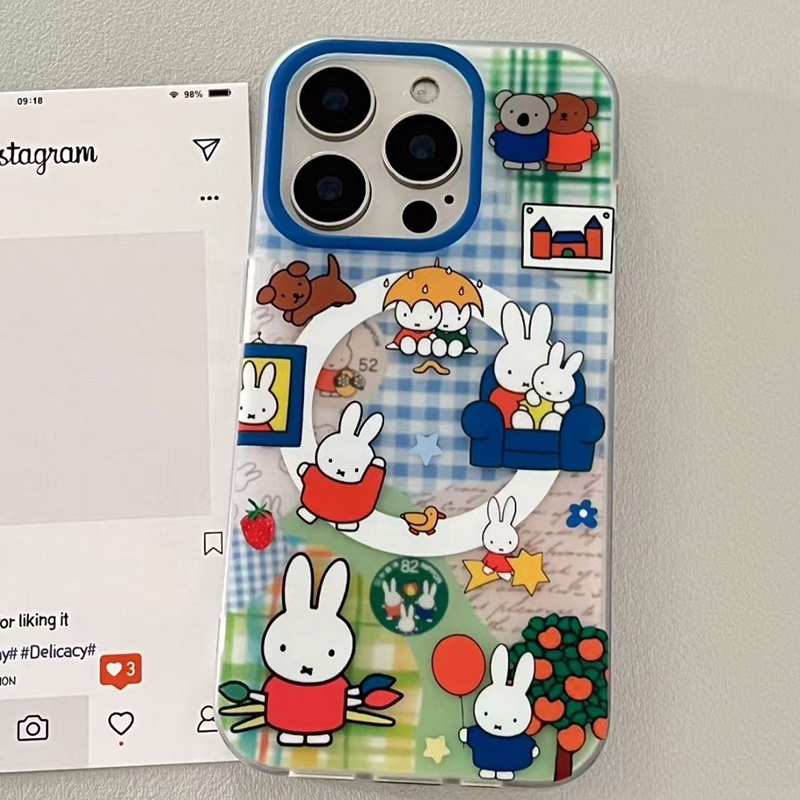 Grid Pattern Miffy Phone Case  - Phone Cases Girly ulasan dan harga
